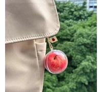 PureBowlic Pendentif en forme de fruit de 5 cm pour rétroviseur de voiture, élégant porte-clés en mousse et acrylique en rouge, cyan, jaune, décoration festive à suspendre (rayures)