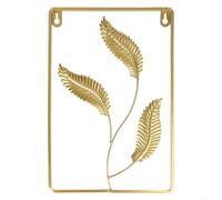 PureBowlic Pendentif mural en forme de feuille en métal doré, décoration 3D élégante à suspendre pour salon, étude, décoration de point focal complexe, décoration d'intérieur facile à installer (C)