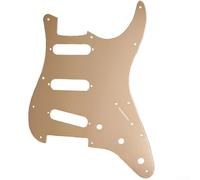 PureBowlic Pickguard en aluminium SSS à 11 trous pour guitares électriques ST, remplacement direct sans perçage, finition argentée, noire et dorée (doré)