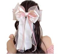 PureBowlic Pince à cheveux avec nœud multicouche pour femme, élégante barrette à ressort avec style coréen, accessoire de cheveux fait à la main pour filles, dames, quotidien, fête, mariage (rose