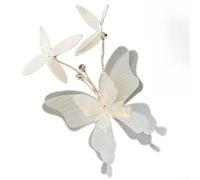 PureBowlic Pince à cheveux papillon pour femme, style coréen, épingle à cheveux double couche en tulle avec strass, accessoire de cheveux léger pour frange pour cheveux latéraux blanc, rose, bleu, 6