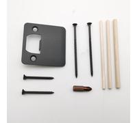 PureBowlic Plaque de gâche extra large en acier robuste de 5,3 x 10,2 cm avec kit de réparation pour portes intérieures et extérieures, finition mate et vis renforcées incluses (noir)