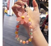 PureBowlic Porte-clés en perles de couleur macaron pour femme, fait à la main, avec perles ABS, joli petit sac, facile à transporter (07)