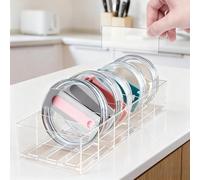 PureBowlic Porte-gobelet robuste en acrylique transparent avec 5 | Aucun outil nécessaire, pour une installation instantanée, s'adapte aux armoires standard, vue claire