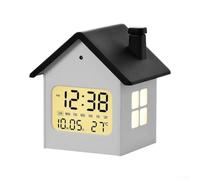 PureBowlic Réveil en forme de maison avec lumière de nuit, affichage numérique LCD, affichage de la date, de la température, horloge de chevet à volume réglable pour chambre à coucher, bureau, dortoir