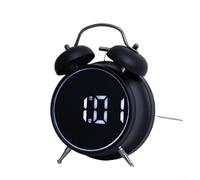PureBowlic Réveil numérique extra fort pour les dormeurs lourds avec deux clochettes, //grand écran LED avec rétroéclairage, //horloge de bureau élégante en métal, options d'alimentation à piles