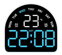 PureBowlic Réveil numérique LED avec affichage de la température et de l'humidité, lumière ambiante réglable, double alarme, affichage de la date du jour de la semaine, horloge de chevet de bureau