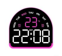 PureBowlic Réveil numérique LED avec affichage de la température et de l'humidité, lumière ambiante réglable, double alarme, affichage de la date du jour de la semaine, horloge de chevet de bureau