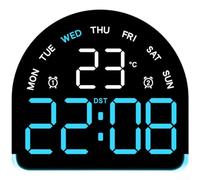 PureBowlic Réveil numérique LED avec affichage de la température et de l'humidité, lumière ambiante réglable, double alarme, affichage de la date du jour de la semaine, horloge de chevet de bureau