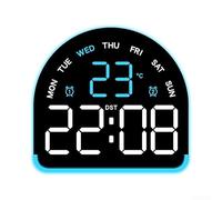 PureBowlic Réveil numérique LED avec affichage de la température et de l'humidité, lumière ambiante réglable, double alarme, affichage de la date du jour de la semaine, horloge de chevet de bureau