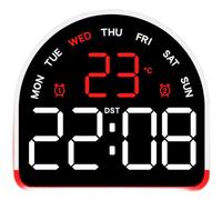 PureBowlic Réveil numérique LED avec affichage de la température et de l'humidité, lumière ambiante réglable, double alarme, affichage de la date du jour de la semaine, horloge de chevet de bureau