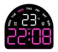 PureBowlic Réveil numérique LED avec affichage de la température et de l'humidité, lumière ambiante réglable, double alarme, affichage de la date du jour de la semaine, horloge de chevet de bureau