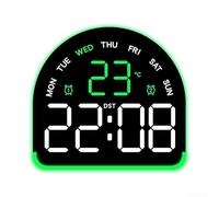PureBowlic Réveil numérique LED avec affichage de la température et de l'humidité, lumière ambiante réglable, double alarme, affichage de la date du jour de la semaine, horloge de chevet de bureau