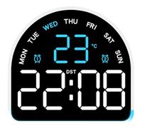 PureBowlic Réveil numérique LED avec affichage de la température et de l'humidité, lumière ambiante réglable, double alarme, affichage de la date du jour de la semaine, horloge de chevet de bureau