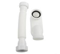 PureBowlic Siphon de vidange flexible à profil bas réglable pour salle de bain baignoire et douche, gain de place, blanc, 20 à 80 cm en plastique pour une installation filetée standard