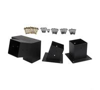 PureBowlic Support mural pour pergola de toit incliné, kit unidirectionnel en acier à 3 voies pour poteaux de 10,2 x 10,2 cm, matériel de porche avec vis, noir (jeu droit 15°)