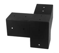 PureBowlic Support mural pour pergola de toit incliné, kit unidirectionnel en acier à 3 voies pour poteaux de 10,2 x 10,2 cm, matériel de porche avec vis, noir (gauche 15°)