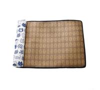 PureBowlic Tapis rafraîchissant en rotin tissé pour chat, respirant pour animal de compagnie pour l'été, tapis de repos léger et portable pour une texture de tissage ouvert pour le salon, bleu et
