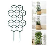 PureBowlic Treillis en plastique vert pour plantes grimpantes en pot, cadre de support de jardin de 32 x 16,5 cm avec attaches pour vignes, tomates, gloire du matin - 1 paquet (1 pièce)