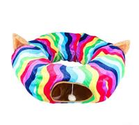 PureBowlic Tunnel pliable pour chat, tube de jeu pliable en flanelle pour chats chatons, jouet interactif à 3 voies pour les couleurs arc-en-ciel, animal de compagnie doux pour grotte pour l'exercice