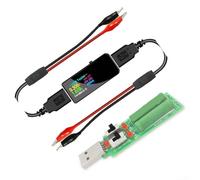 PureBowlic U96 Testeur USB numérique DC voltmètre ampèremètre 180 W avec résistance de charge et câble à pince alligator pour batterie pour analyse de chargeur (noir)