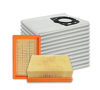 PUREBURG Lot de 2 filtres plats avec 12 sacs d'aspirateur compatibles avec les aspirateurs Kärcher WD4 WD5 WD6 WD5P WD6P Premium MV4 MV5 MV6 Numéro de pièce : 2.863-005.0 (KFI 4410) et 2.863-006.0(KFI