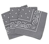 PURECITY Bandana Original Paisley Motif Cachemire Foulard Pur Coton Qualité Supérieure Vendu par Lot - 55cm x 55 cm - Nouvelle Collection (34# Gris)