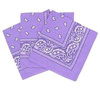 PURECITY© Bandana Original Paisley Motif Cachemire Foulard Pur Coton Qualité Supérieure Vendu par Lot - 55cm x 55 cm - Nouvelle Collection (36# Lavande)