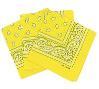 PURECITY© Bandana Original Paisley Motif Cachemire Pur Coton Foulard Qualité Supérieure Vendu par Lot - 55cm x 55 cm - Nouvelle Collection (30# Jaune)