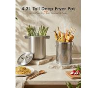 PURECOOK Friteuse en acier inoxydable Série | acier inoxydable 304 | Friteuse PURECOOK 4,3 L à base encapsulée