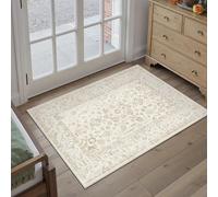 PureCozy Paillasson d'intérieur vintage lavable, petit, 60 x 90 cm, dans l'entrée, à poils courts, antidérapant, style bohème, pour entrée, couloir, couloir, chambre à coucher, cuisine, marron