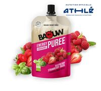 Purée énergétique Framboise-Fraise-Basilic Baouw Rouge 90 g
