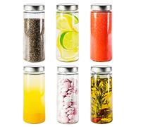 Pureganic® Lot de 6 verres à smoothie avec couvercle de 380 ml - Couvercle à visser DTO diam. 58 mm - Bouteilles d'eau en verre à remplir - Fabriqué en Allemagne