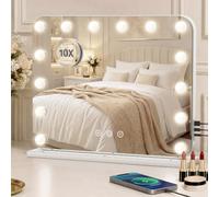 Pureglow Miroir Hollywood LED - Miroir de Maquillage avec 14 Ampoules Dimmables, 3 Modes d’Éclairage, Commande Tactile, Sortie USB/Type-C, Table ou Murale