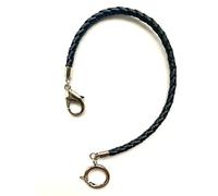 PUREgrey Chaîne de montre de poche en cuir noir tressé avec fermoir mousqueton, Noir , Classique