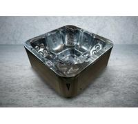 PureHaven American Outdoor Spa 215x215 cm pour 5 personnes avec 53 jets de massage Chauffage LED Couverture thermique Désinfection à l'ozone Pearl Shadow/Gris