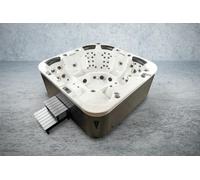 PureHaven American Outdoor Spa 230x230 cm pour 6 personnes avec 71 jets de massage chauffage LEDs couverture thermique couleur argent sterling/gris
