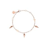 Purelei® Akala Bracelet pour femme - Avec pendentifs en coquillages et véritables perles d'eau douce - Acier inoxydable plaqué or 18 carats / rose / argent - Réglable de 16 à 19 cm - Étanche, Eine