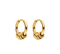 Purelei Anxiety Boucles d'oreilles créoles étanches avec boules mobiles en acier inoxydable plaqué or 14 carats, argent et plaqué or rose 18 carats, pièce moderne au quotidien, Normale, Acier