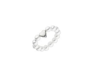 Purelei Anxiety Fidget Bague élastique avec perles en forme de cœur en acier inoxydable et perles de coquillage Taille S/M/L Plaqué or 18 carats Bijou fait main, M, Acier inoxydable, Aucune pierre