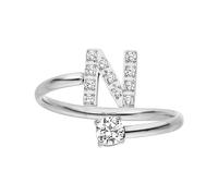 Purelei Bague avec lettres - Bague pour femme en acier inoxydable durable - Bagues imperméables - Bagues réglables de la taille 50 à 60 - Bijou fantaisie pour votre look individuel, 50-60, Pierre