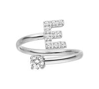 Purelei Bague femme acier inoxydable personnalisable, ajustable taille 50-60, résistante à l'eau, lettre élégante, bijou fantaisie moderne, accessoire élégant durable