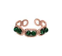 Purelei Bague Green Harmony avec perles de pierres vertes - Bague réglable en acier inoxydable, résistante à l'eau, bague moderne et tendance, taille 50-56, or, argent ou or rose, Personnalisable