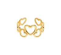 Purelei Bague Heartbeat - Bague réglable et résistante à l'eau avec cœurs de tailles différentes, en acier inoxydable plaqué or 14 carats, plaqué or rose 18 carats ou argent (Taille 55-62), Größe 55