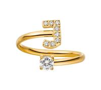 Purelei® Bague Lettre J - Bague Femme en Acier Inoxydable Durable - Bagues Etanches - Bagues Réglables de la Taille 50 à 60 - Bijoux Fantaisie pour Votre Look Individuel