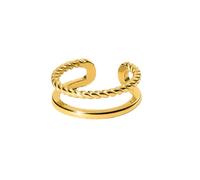 Purelei® Bague Mau réglable - Bague réglable en or, argent et or rose - Design élégant avec aspect torsadé - Tailles S/M et M/L - Acier inoxydable de qualité supérieure, S/M, Acier inoxydable