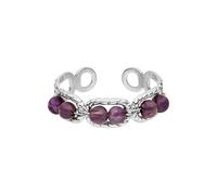 Purelei Bague réglable en acier inoxydable avec pierres naturelles violettes résistantes à l'eau Doré Taille 50-56, Acier inoxydable, Pas de pierre précieuse