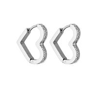 PURELEI Boucles d’oreilles femme cœur Glitter Heart, petites créoles acier inoxydable plaqué or ou argent, résistantes à l’eau, pierres zirconium, idée cadeau élégante