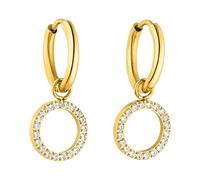 PURELEI Boucles d’oreilles femmes acier inoxydable résistantes à l’eau - Créoles dorées avec zirconium, élégance intemporelle, 1,4 cm, bijou mode tendance pour style personnel