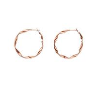 PURELEI® Boucles d’oreilles Ke Kai (Or rose), boucles d’oreilles femme fantaisie en acier inoxydable, créoles torsadées résistantes à l’eau, 42 mm de diamètre (Plaqué or rose)